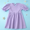 thumbnail image 5 of Cethrio Girls Cotton Dresses, Casual Princess Short Sleeve Crew Neck Kids Summer Dresses Purple Size 4-5 T, 5 of 7