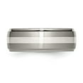 thumbnail image 3 of Auriga Fine Jewelry Titanium with Sterling Silver Inlay 8mm Ridged Edge Men's Band Size 11.5, 3 of 5