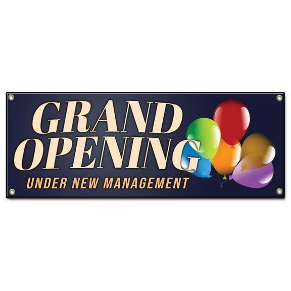 Grand Opening Under New Management | 24" X 72" Banner | Heavy Duty 13oz. Outdoor Vinyl Single Sided With Grommets | Made in The USA