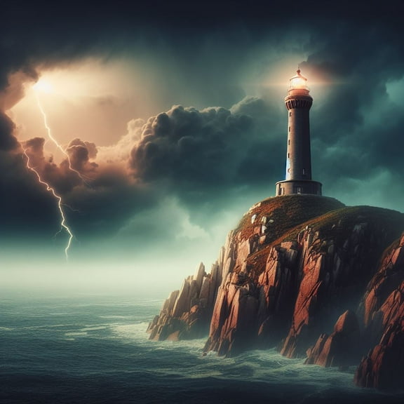 The Lighthouse at the End of the World Digital Painting II - 12" x 18" Art Print Wall Decor