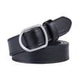 thumbnail image 4 of Unisex Square Buckle Pin Faux Leather Belt No Holes Adjustable Thin Waistband Shirt Dress Waist Strap, 4 of 7