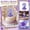 A002B, variant on birthday candle, number 8 birthday candle, purple glitter decorative candle with flower applique, single piece for kid's 8th birthday party cake topper