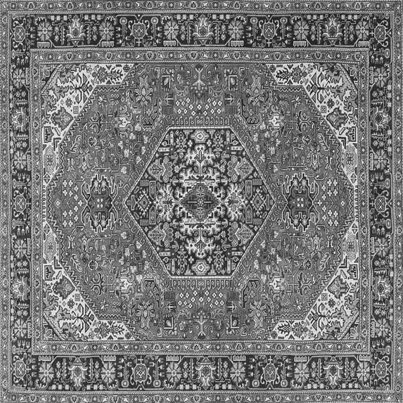 Ahgly Company Indoor Square Medallion Gray Traditional Area Rugs, 4' Square