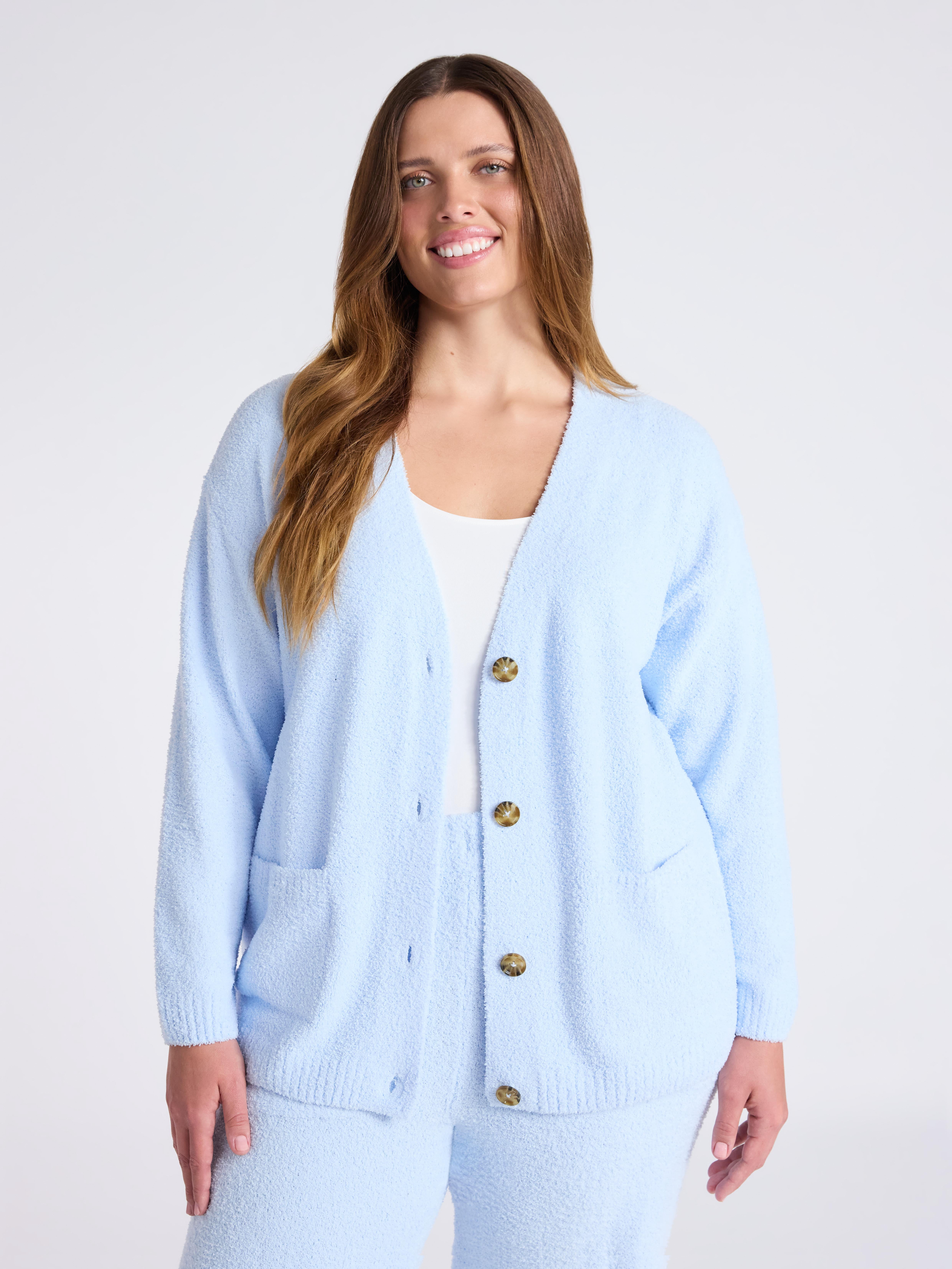 Joyspun Women's Fuzzy Front Pocket Cardigan, Sizes XS-3X