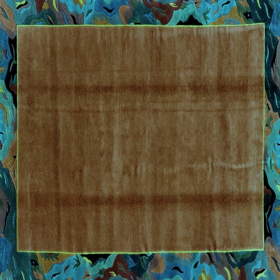 Ahgly Company Indoor Square Abstract Light Blue Modern Area Rugs, 8' Square