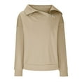 thumbnail image 6 of Hfyihgf Womens Zipper Sweatshirt Turtleneck Long Sleeve Pullover Solid Color Fall Casual Loose Sweatshirts Top T Shirts Khaki S, 6 of 8
