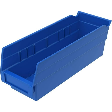 Akro-Mils Shelf Bins 30120 Plastic Organizer for Tools Craft Supplies  12 x4 x4   Blue  24-Pack