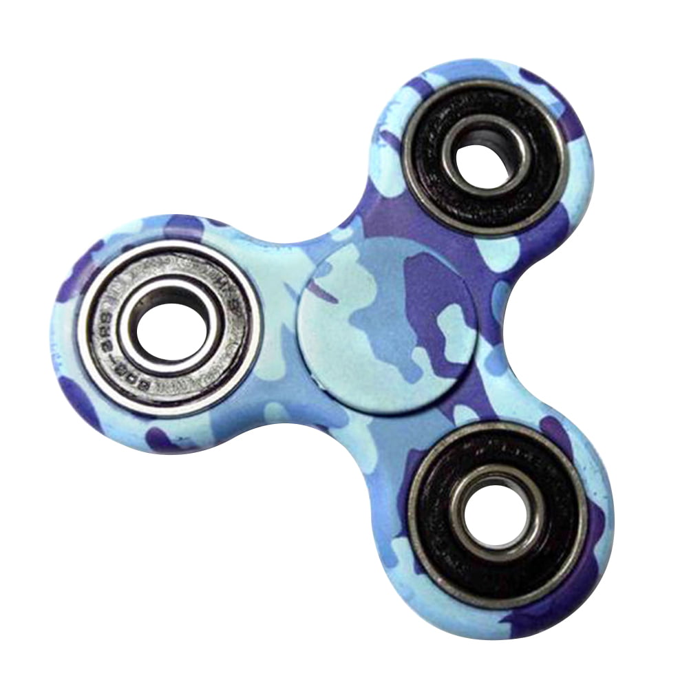 Blue Hand Spinner Fidget Stress Reducer Camo Color Camouflage Finger Game Toy 