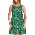 thumbnail image 1 of Easygdp Monstera Leaves para Vestido Transpirable de Mujer, Vestido Suelto de Manga Corta con Pliegues y Bolsillos para el Verano, 1 of 7