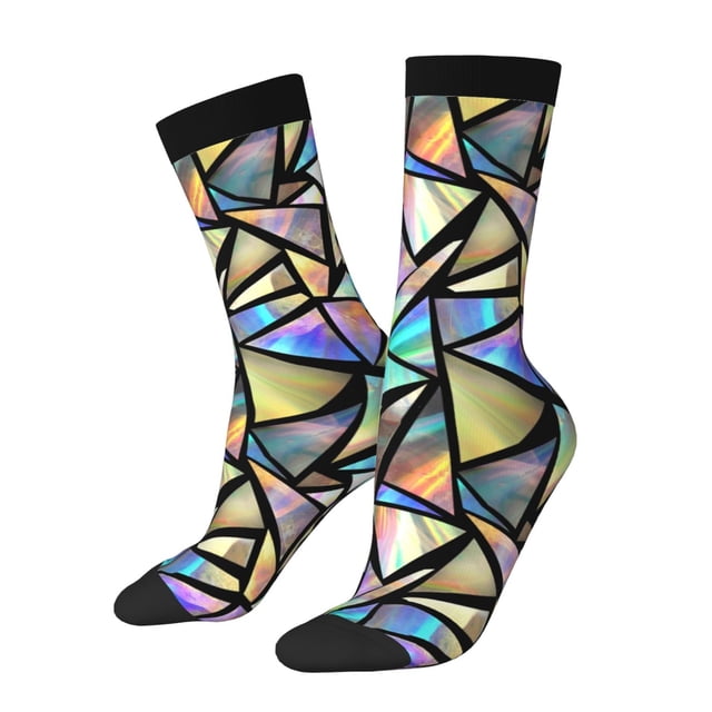 Fotbe Colored Glass Calcetas Largas con Estampado para Hombre y Mujer – Calcetas de Compresión Transpirables y Elásticas, Viajar y Uso Diario Talla 5-11