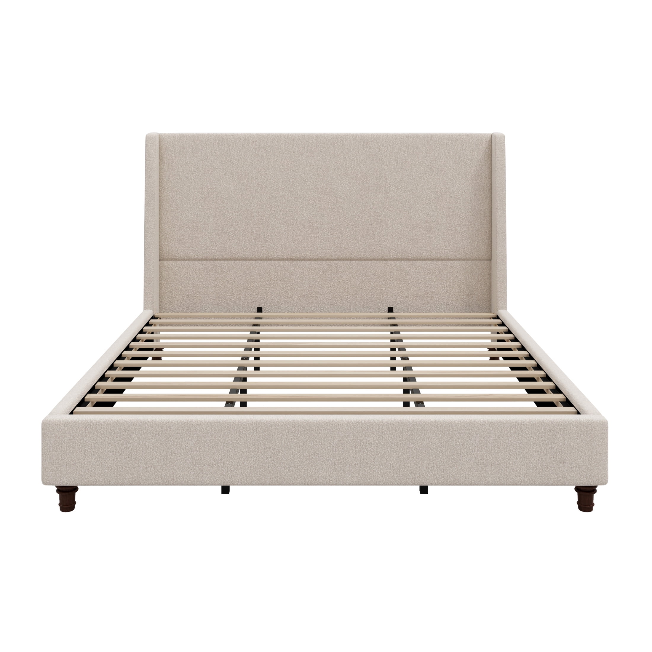 Christopher Knight Home King Upholstered Platform Bed Frame with Tall Wingback Headboard, Clay Taupe