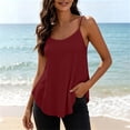 thumbnail image 2 of VBVC Women's Adjustable Strap Crew Neck Camisoles , Ladies' Lightweigh Curved Hem Tank Tops , Casual Summer Sleeveless Shirts For Women,Red,S-2XL, 2 of 9