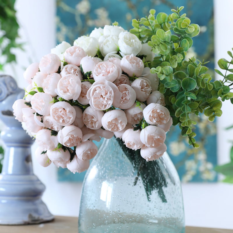 Details about   27 Heads Silk Tea Rose Artificial Flower Craft Bouquet Pink Wedding Home Decor 
