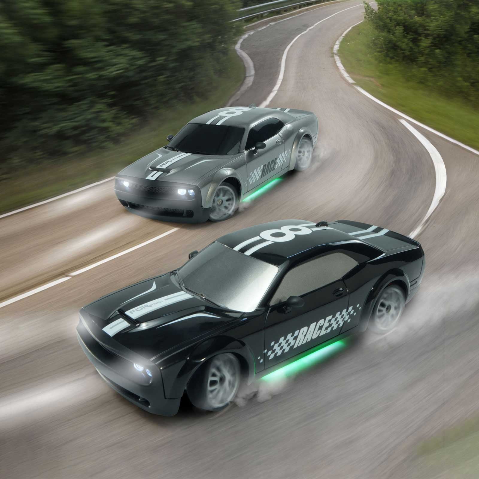 ​1:20 Scale RC Drift Car - 2.4GHz 4WD, 20KM/H High Speed, Rechargeable, LED Lights & Drift Tires (Remote Control Racing Car)​​ C