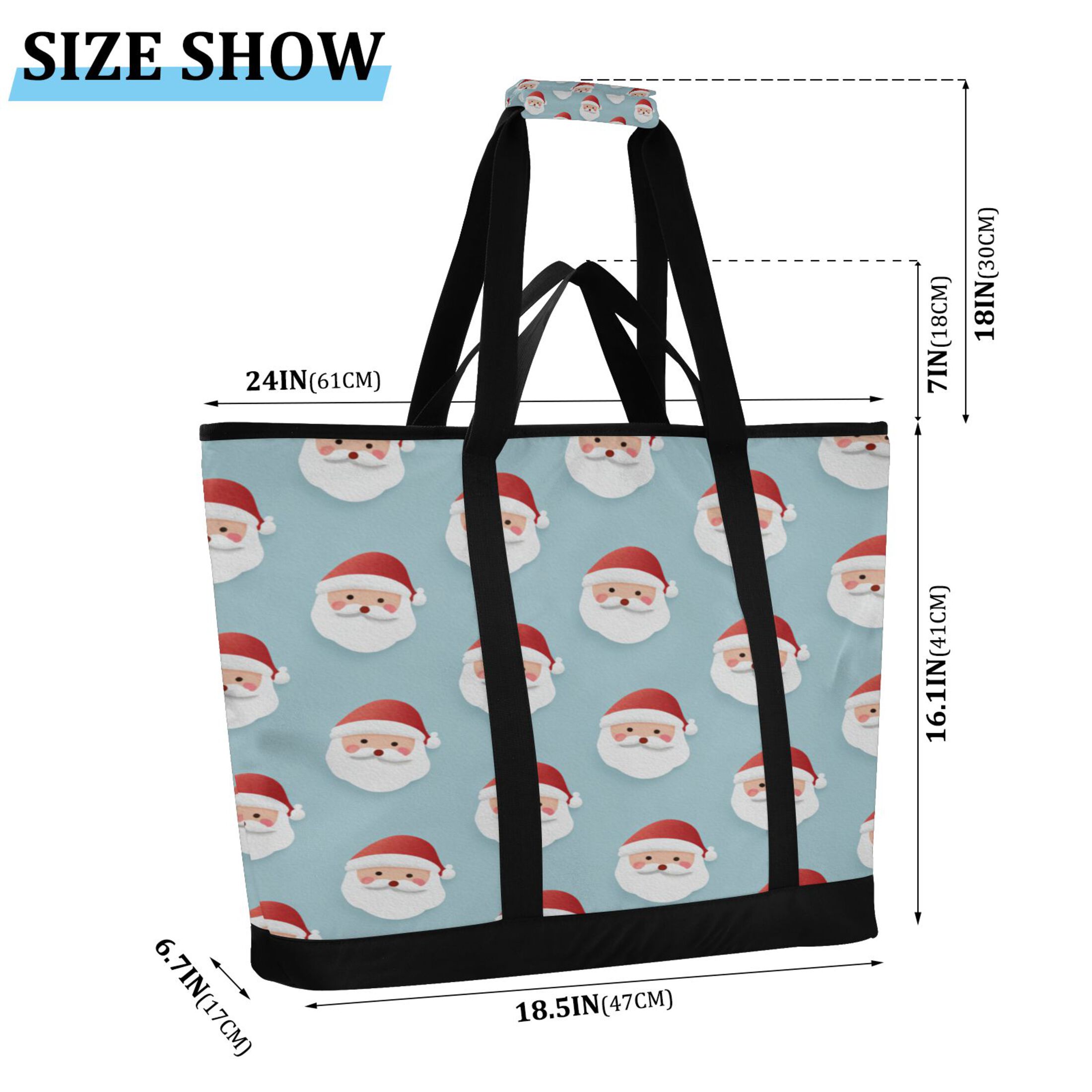 Extra-Large Wide Opening Design Capacity Hand-Held Ice Pack Thickened Insulation Layer For Long-Lasting Cold Retention For Outdoor Shopping Picnics And Camping Cartoon-style Santa Claus Faces