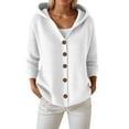 thumbnail image 2 of ZHOGXU Women's Hooded Cardigan Long Sleeve Open Front Buttons Solid Color Knit Comfortable Slim Fit Coat Jacket For Casual Daily Wear White Xl, 2 of 4