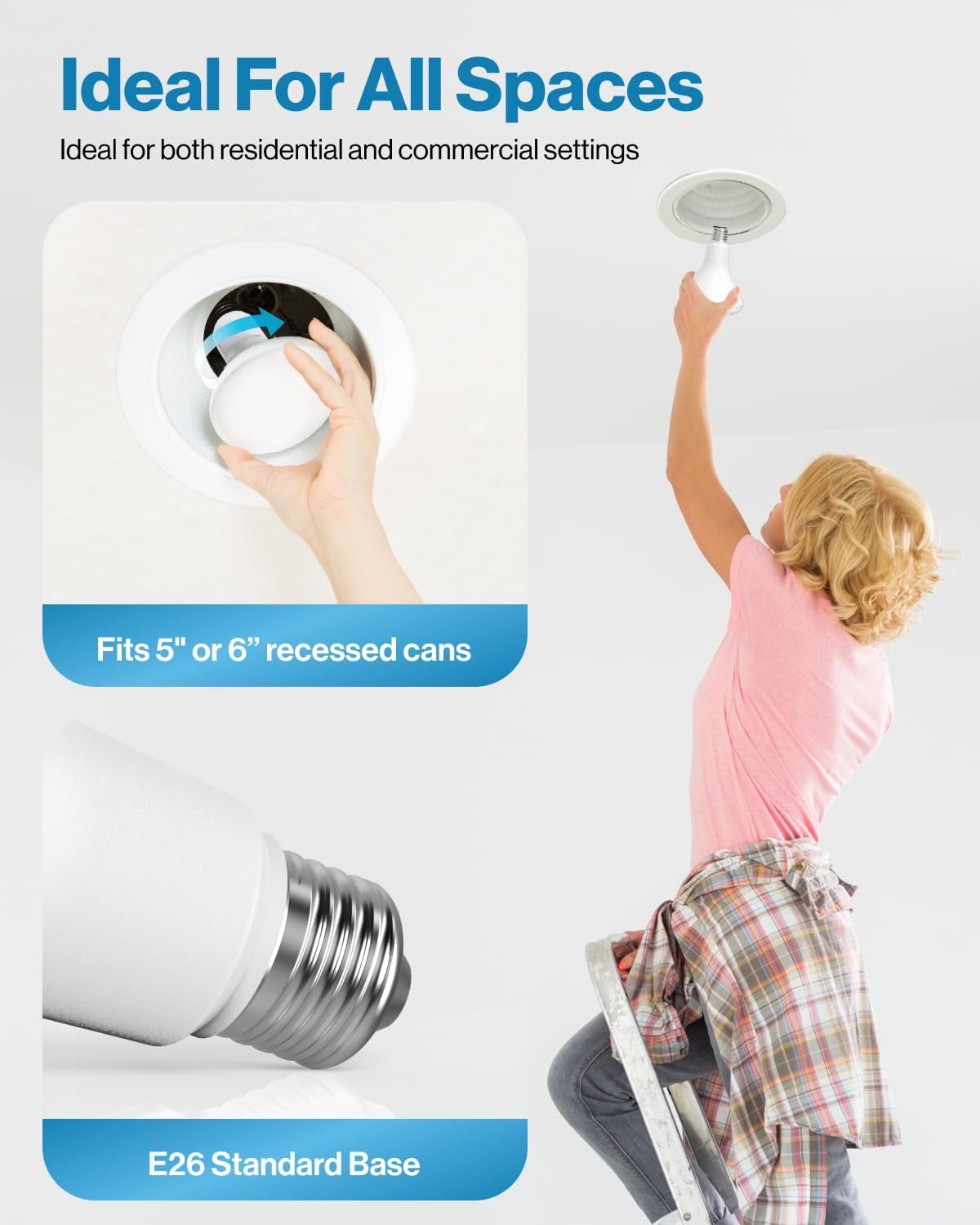 Sunco 6 Pack BR30 Light Bulbs LED Recessed Can Bulbs Indoor Flood Bulb 850 LM 11W (65W Equivalent) 5000K Daylight Dimmable E26 Base for Home Kitchen Bedroom UL.
