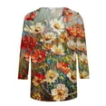 thumbnail image 5 of MaFYtyTPR Women's Fashion Vintage Printed T-shirt 3/4 Sleeves Blouse Round Neck Casual Tops Easy to Mix and Match Blouses Multicolor XXL, 5 of 5
