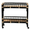 thumbnail image 2 of Pemberly Row Two-Tone Black and Natural Brown Rattan 2-Tier Kitchen Cart, 2 of 8
