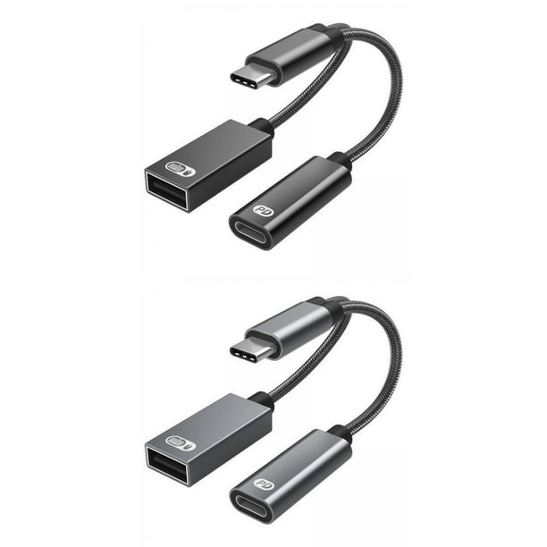Adaptador divisor,Adaptador USB C OTG PD 60W 2 en 1 Divisor USB-c,con Carga Rápida Tipo C Puerto OTG USB A Hembra,Adaptador de cable Tipo C Convertidor USB-C OTG,Divisor OTG con PC de ratón Hugo Adaptador divisor