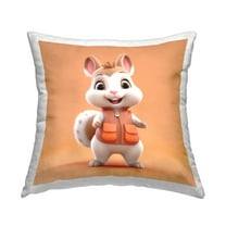 Stupell Industries Chipmunk on Orange Decorative Printed Throw Pillow, 18 x 18
