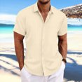 thumbnail image 3 of Men's Short Sleeve Linen Cuban Shirt Lightweight Button Down Guayabera Shirts Work Casual Turn-down Collar Shirts, 3 of 6