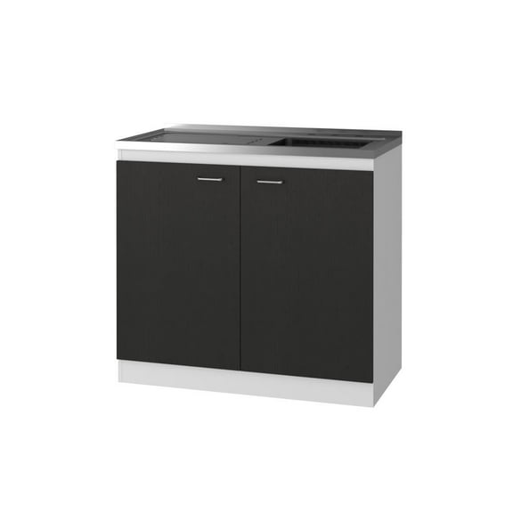 FM FURNITURE LLC Oklahoma Utility Sink & Cabinet  ,White / Black