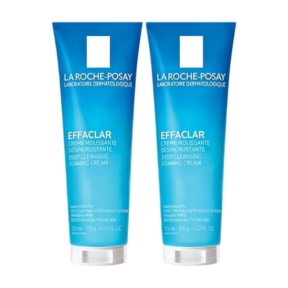 2pc La Roche-Posay Effaclar Deep Cleansing Foaming Facial Cleanser, Cream Cleanser & Daily Face Wash for Oily Skin & Acne Prone Skin to Minimize Look of Pores