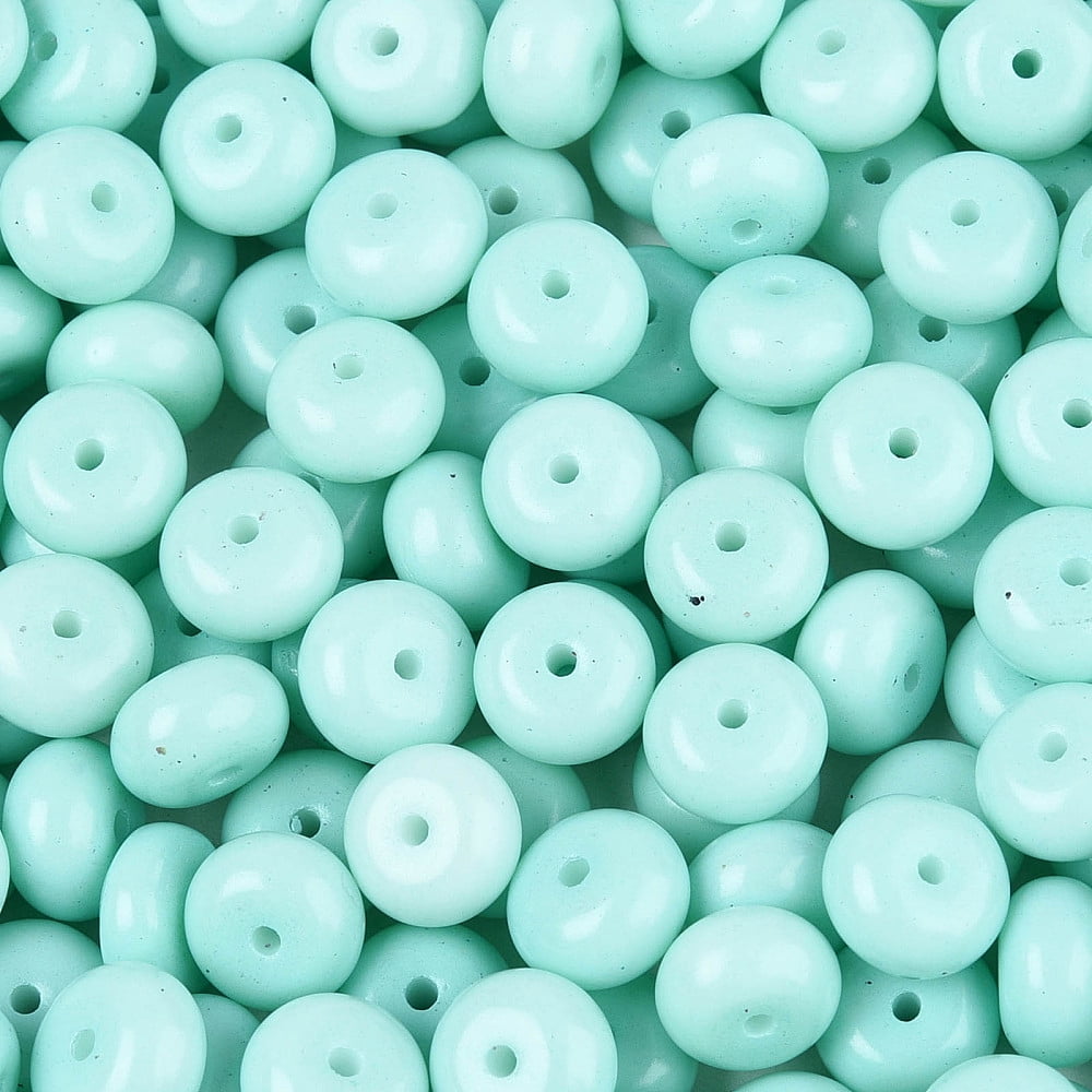 Opaque Baking Paint Glass Seed Beads Round Hole Rondelle Turquoise 8-8.5x5mm Hole: 1.2-1.4mm 865pcs/pound
