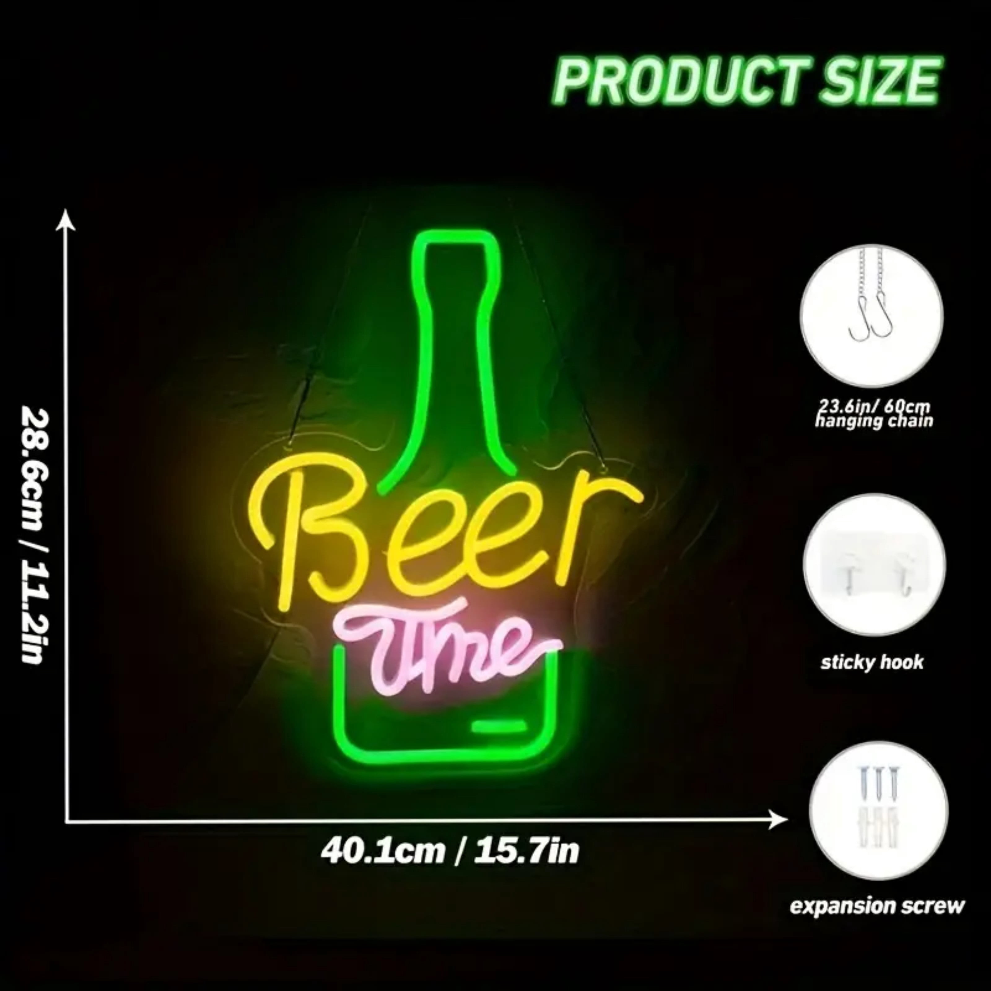 UPONRAY Beer Time Neon Signs, 11.2"*15.7" Dimmable & USB-Powered LED Neon Light, Stylish Wall Decor for Bar, Party, Restaurant, Living Room, Man Cave