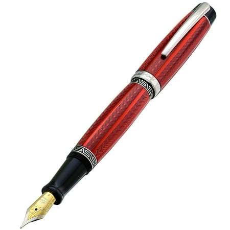 Xezo Maestro LeGrand Diamond Cut, Lacquered, Platinum Plated Fine Point Fountain Pen in Rhodochrosit