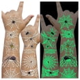 thumbnail image 1 of 10 hojas de tatuajes temporales de telaraña brillante para decoraciones de Halloween, tatuajes de araña pequeños falsos para regalos de juegos de fiesta de Halloween, regalos de Halloween Gi, 1 of 5