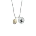 thumbnail image 2 of Delight Jewelry Goldtone Barrel with AB Clear Crystal Stars Spinner Silvertone Script Initial Disc - L - Charm Necklace, 20"+3", 2 of 4