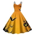 thumbnail image 2 of XIAOCHA Halloween Print Swing Dress For Women Spaghetti Strap Vintage Party Gown, 2 of 3