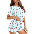 thumbnail image 3 of Yuyamidu Ladybug Heart Womens 2 Piece Pajama Set Short Sleeve Top with Shorts Sleepwear Round Neck Soft Loose-Fit Lounge Sets Nightwewar, 3 of 7