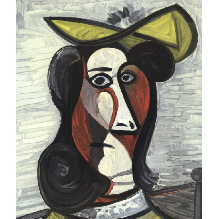 PABLO PICASSO Portrait de Femme au Chapeau et a la Robe Vert Jaune