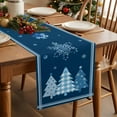 thumbnail image 3 of Christmas Tree Winter Snowflakes Table Runner 13x90in Non-Slip Cotton Linen Table Runners, Blue White Plaid Striped Dresser Scarves TableRunner for Dinner Kitchen Dining Wedding Party, 3 of 9
