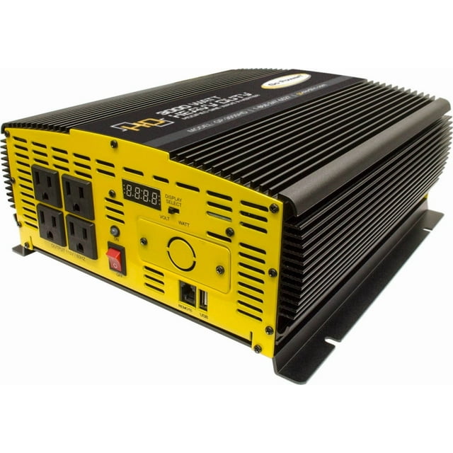 Go Power Power Inverter GP-3000HD Inverts 10.5/15 Volt DC To 115 Volt AC; Modified Sine Wave Inverter; 3000 Watts Output/6000 Watts Surge; 80 To 90 Percent Efficiency; Four Outlets; Without GP-Remote