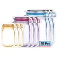 thumbnail image 1 of 10 Pcs Sac de Rangement Frais, Sacs à Fermeture Éclair Réutilisables pour Bocaux Mason, Sacs à Collation Alimentaires Hermétiques Ziplock pour Voyage, Camping, Pique-Nique, 1 of 5