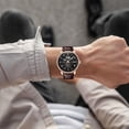 thumbnail image 4 of Dianli Quartz Wristwatch Men's Quartz Skeleton Watch Openwork Alloy Case Leather Strap Business Casual Dress Watch with Luminous Hands Date Window Water Resistant Fashion, 4 of 6
