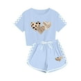 thumbnail image 6 of Fesfesfes Girls Summer Casual T-Shirts and Shorts Set 2 Pieces Set Teen Girls Drawstring Summer Outfits Solid Trendy Clothes for 5-14Years Girls(Sky Blue#3,9 Years), 6 of 8