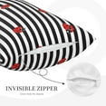 thumbnail image 3 of Sikiie Ladybugs on Black and White Striped Print Plush Pillow Cover, Wrinkle-proof and Stain-resistant Pillow Protector without Pillow Core, Home Decoration-14"x20", 3 of 6