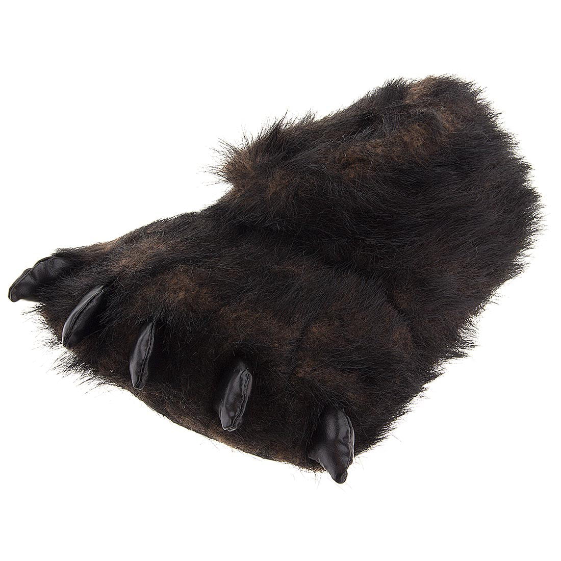 Fuzzy Black Bear Paw Slippers for Men 