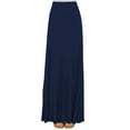 thumbnail image 2 of Made by Johnny Women's Solid Maxi Skirt with Elastic Waist Band L NAVY, 2 of 5