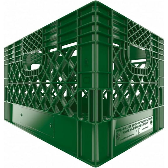 24QTZ / 6 Gallon Heavy Duty Rectangular Milk Crate Versatile Storage Solution for Home Office or Garage Organization (Green)