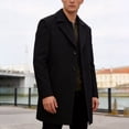 thumbnail image 2 of Gfyviroh Men's Mid-Length Trench Coat Lightweight Solid Button Front Casual Jacket Long Sleeve Lapel Business Office Coat, 2 of 8