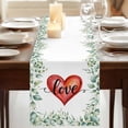 thumbnail image 3 of Table Runners 70 Inches Long Dress Scarves, Valentines Day Farmhouse Coffee/Dining/Kitchen Table Decor, Holiday Table Runner, Red Love Heart Romantic Eucalyptus Leaves 13x70 Inch, 3 of 9