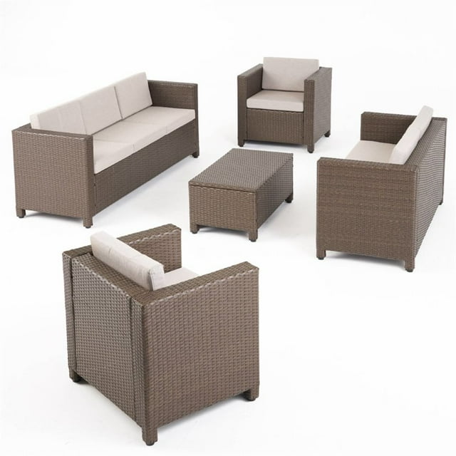 Noble House Puerta 5 Piece Outdoor Conversation Set in Gray