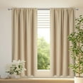 thumbnail image 2 of Xuniizn Blackout Curtains for Bedroom Thermal Insulated - 100%Polyester Black Out Curtains 2 Panels Set Room Darkening Window Curtains for Living Room, Beige, 2 of 4