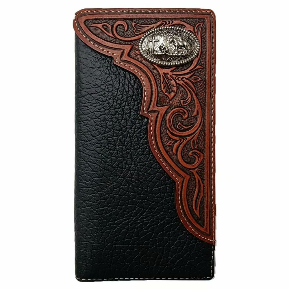 Kabuer - Male Western Wallet Genuine Leather Long Bifold Mens Checkbook ...